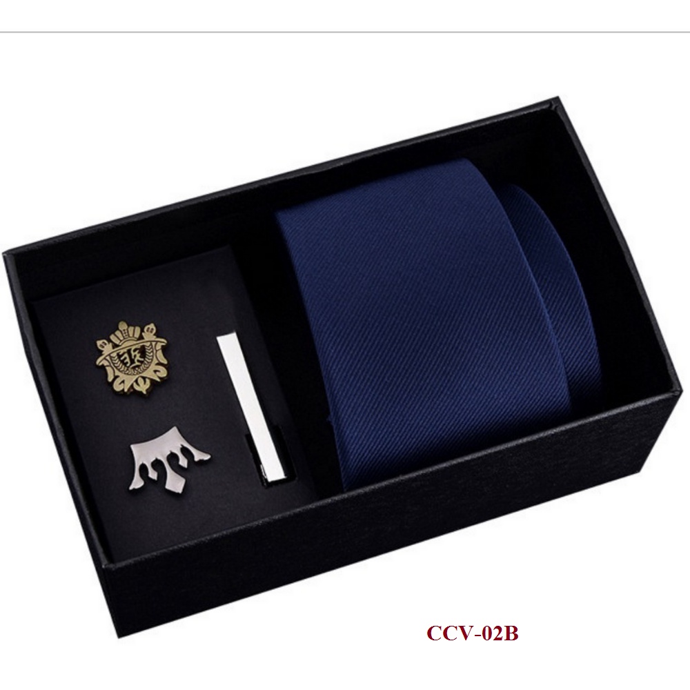 Bộ Cà vạt 6cm làm Quà tặng cho nam, gồm Cà vạt tự thắt bản nhỏ cao cấp, Kẹp cà vạt, Ghim cài áo thời trang Nam CCV-02