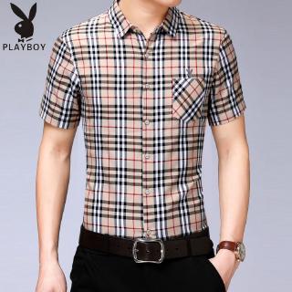 Áo Sơ Mi Ngắn Tay Họa Tiết Sọc Ca Rô Mẫu 2019 Dành Cho Nam