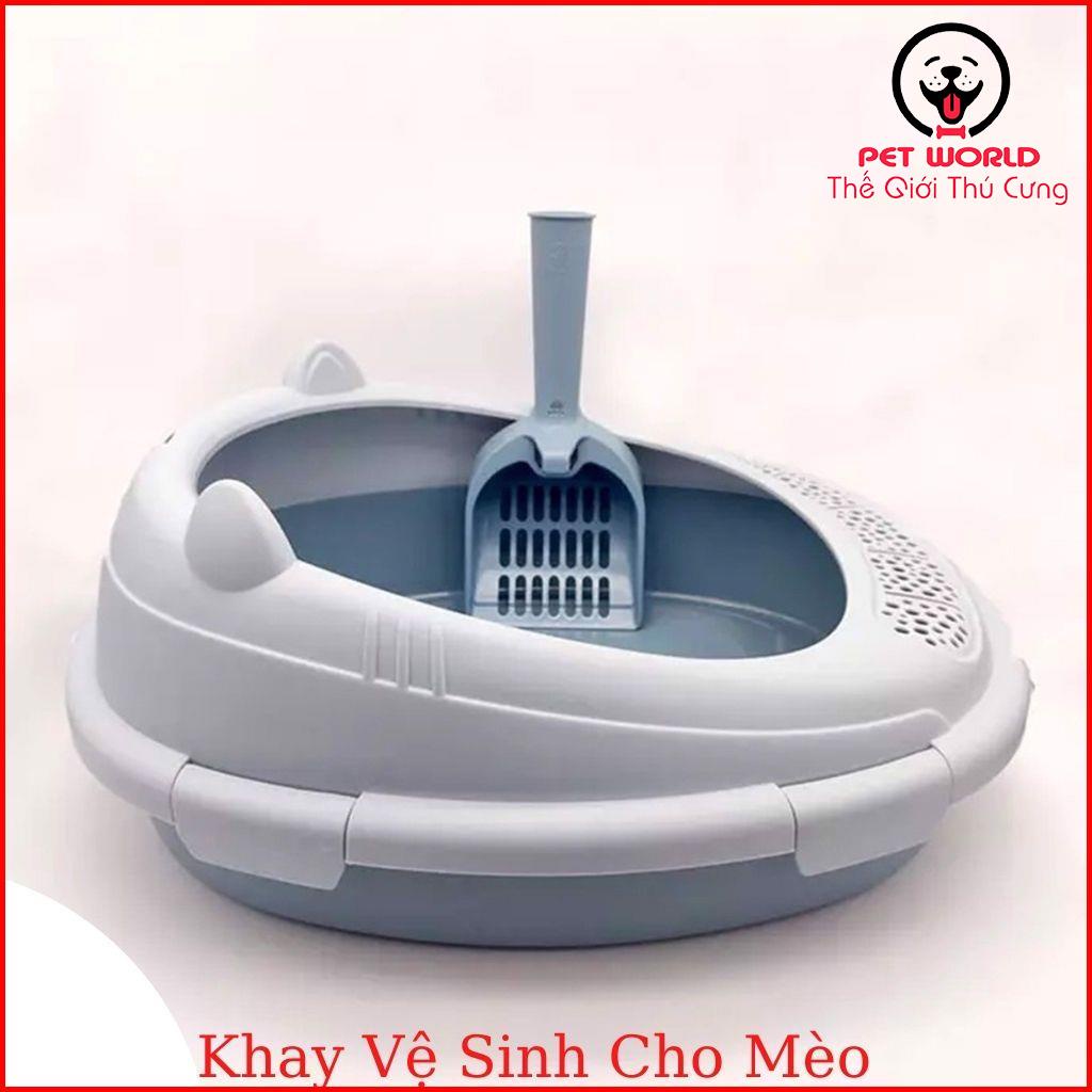 Khay vệ sinh, khay đựng cát, thau cát tai mèo Petlimitless kèm xẻng xinh xắn cho mèo, size  47x37x17cm