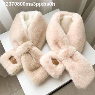 Khăn quàng cổ thiết kế hai mặt bằng lông nhung phong cách retro thời trang cho nữ
