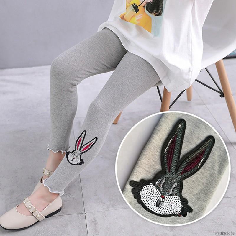 Quần Legging Cotton Lưng Thun Hình Động Vật Xinh Xắn Cho Bé Gái