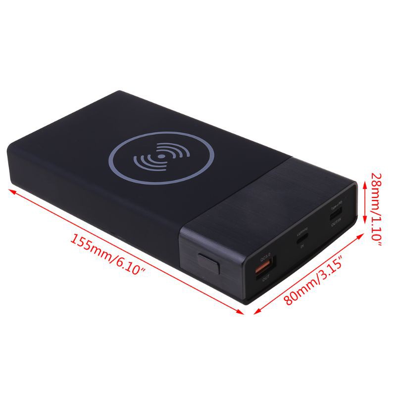 Hộp Sạc Không Dây Qi 6 Pin 18650 Qc3.0 Usb Type C Pd Ốp