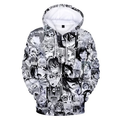 Áo Khoác Hoodie Dáng Rộng In Họa Tiết Anime Ahegao Hentai 3D Phong Cách Nhật Bản Mới Cho Nam Và Nữ