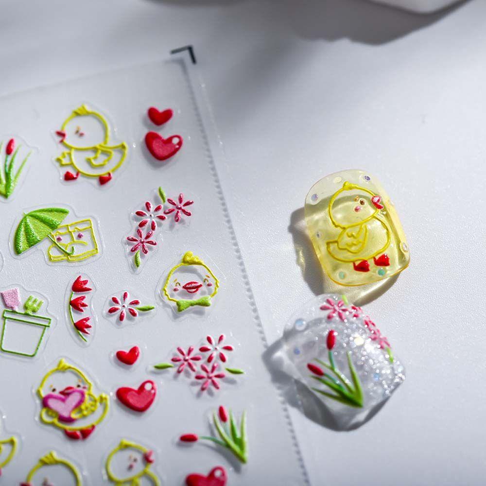 Miếng Dán Trang Trí Móng Tay Họa Tiết Dâu Tây / Trái Tim Hoạt Hình Xinh Xắn