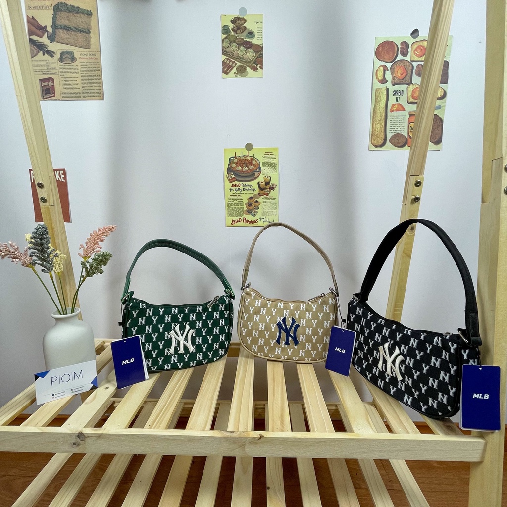 Túi kẹp nách NY túi xách nữ M.L.B NY Monogram Black - Pom Store