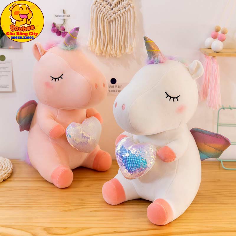 Kì Lân Ôm Tim Unicorn 25cm Mềm Mịn Cao Cấp Quà Tặng Ý Nghĩa Gấu Bông City