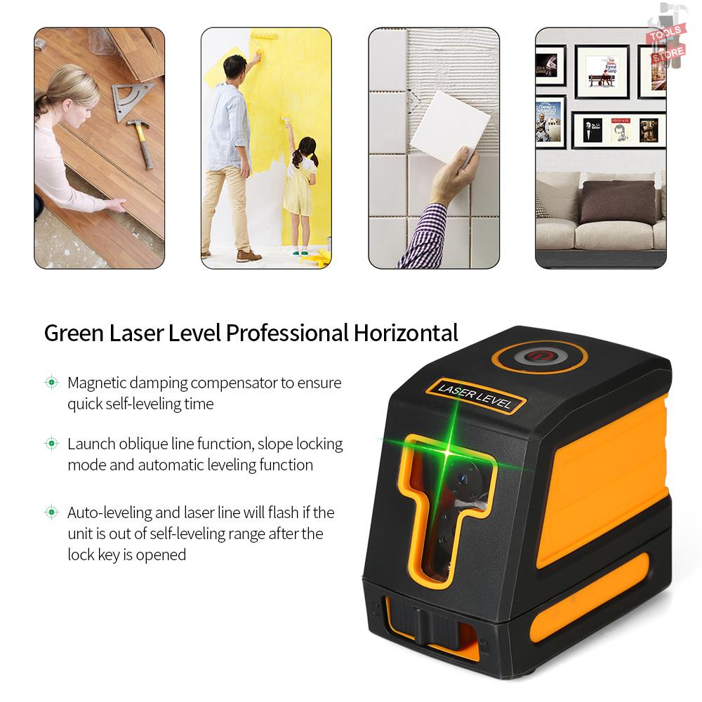 Self-Leveling 2 Lines Green Laser Level Professional Horizontal and Vertical Cross Line Leveling Laser Level Kit with Selectable Laser Lines and Vertical Beam Spread