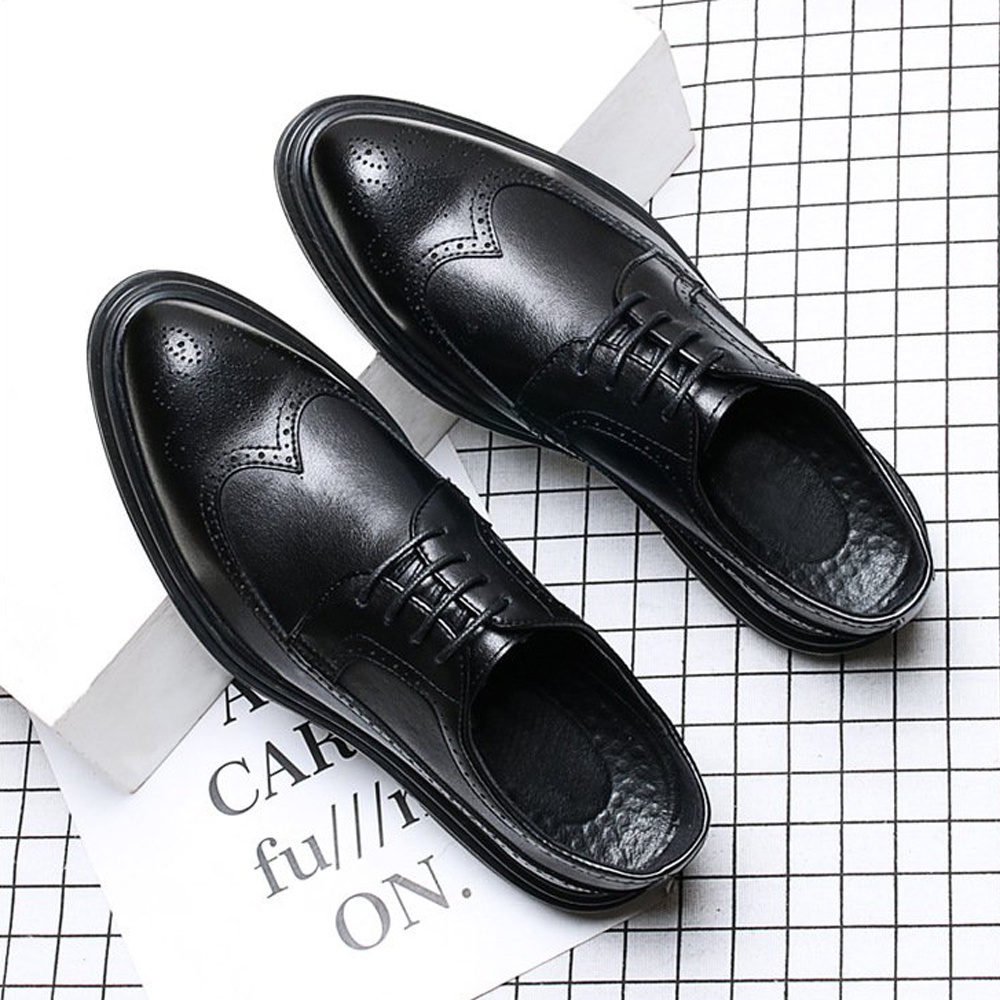 Giày Tây Oxford Nam Công Sở TIBAS Da Bò Nguyên Tấm OF28, Đế Cao 4cm Lịch Lãm, Sang Trọng
