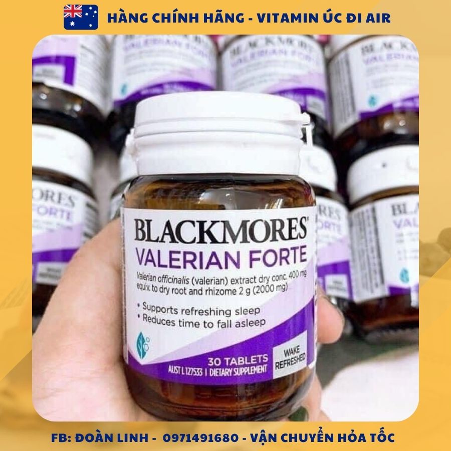 Viên uống giúp ngủ ngon Blackmore Valerian Forte, Hàng chuẩn úc đi air, Viên uống hỗ trợ giấc ngủ Blackmore Valerian For
