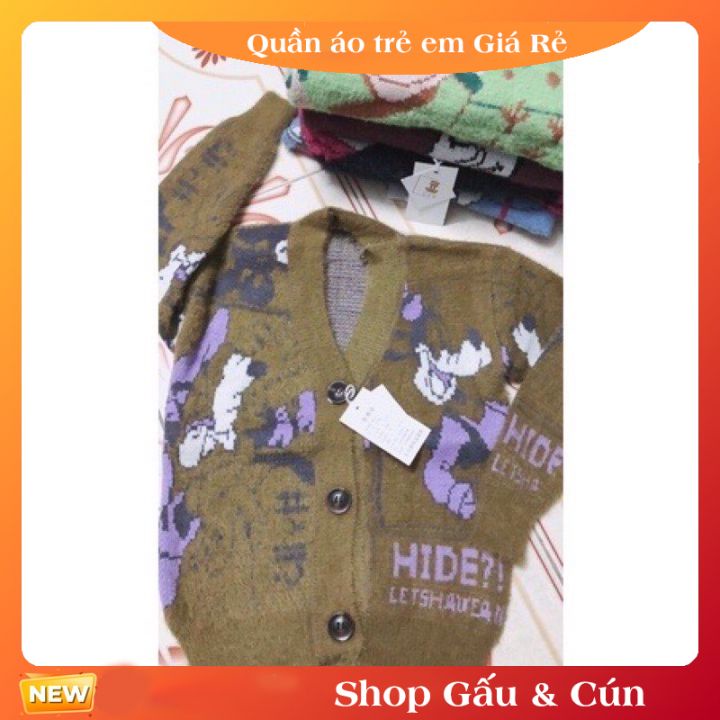 Áo khoác cadigan len lông thỏ cho bé trai bé gái hàng Quảng Châu new 100% dệt cao cấp 23-24kg