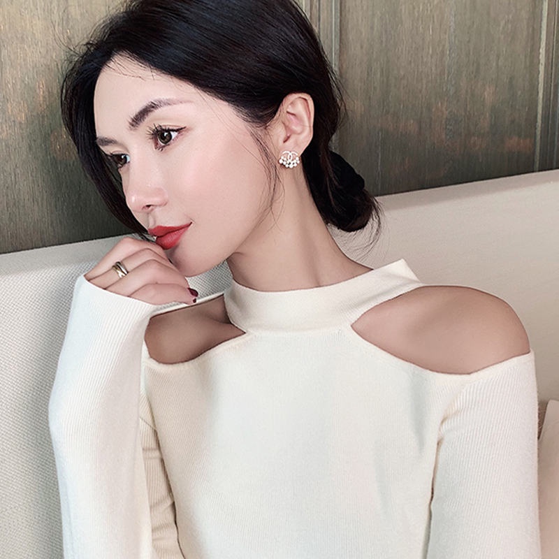 Bông tai nữ đính đá pha lê cao cấp thiết kế thời trang thanh lịch mẫu mới
