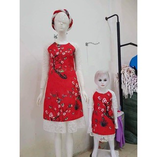 Áo dài phối ren cho mẹ và bé