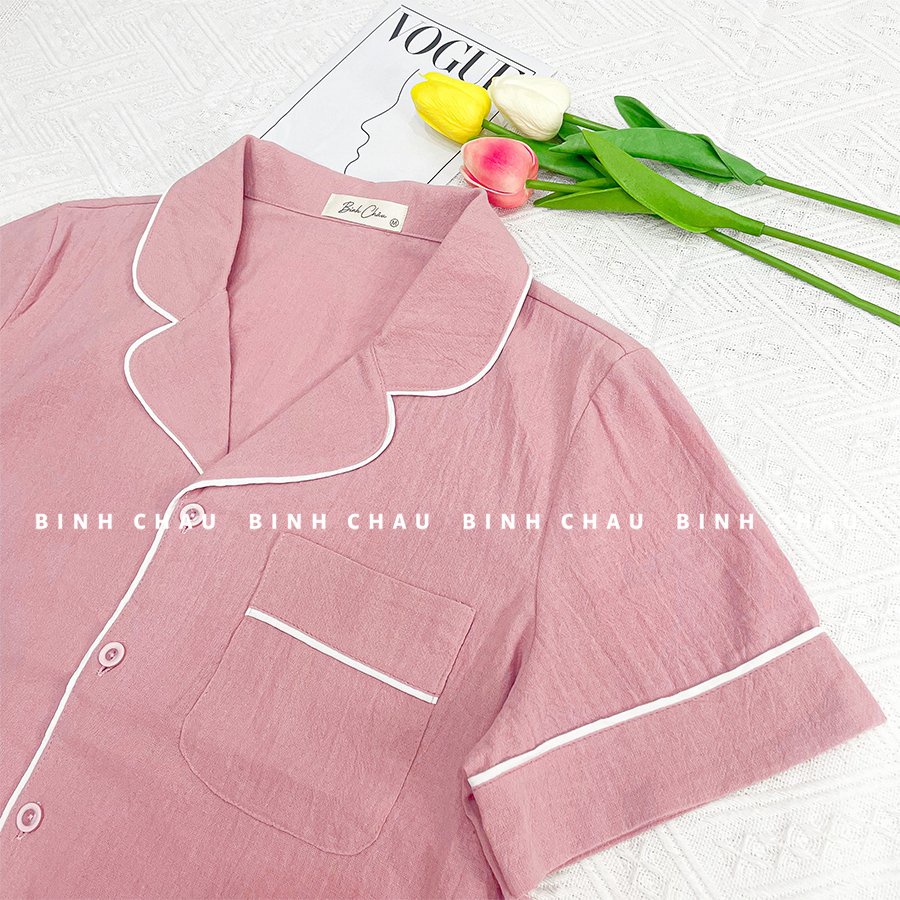 Bộ Đồ Ngủ Pijama Ngắn Thô Đũi Phong Cách Hàn Quốc - Bình Châu Sleepwear Clothing