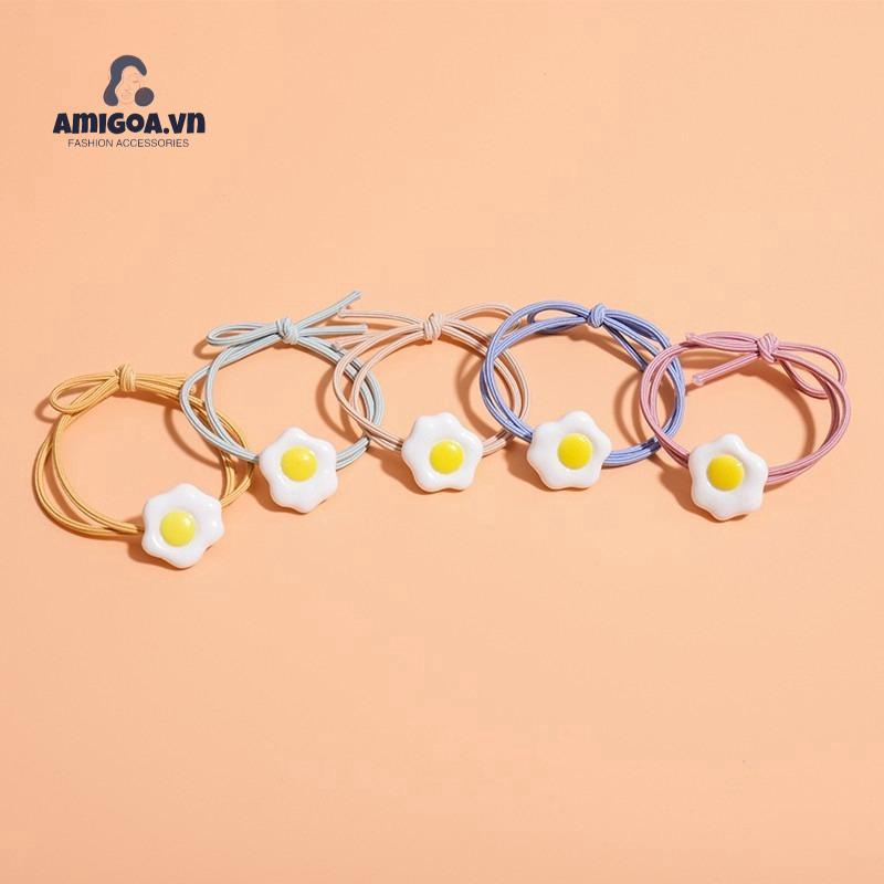 Dây Cột Tóc Cao Su Hình Quả Trứng Ghép Hình Dễ Thương