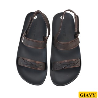 Sandal nữ quai ngang GIAVY ST K532 màu nâu, Sandal quai dù phối da, quai hậu dán dễ mang