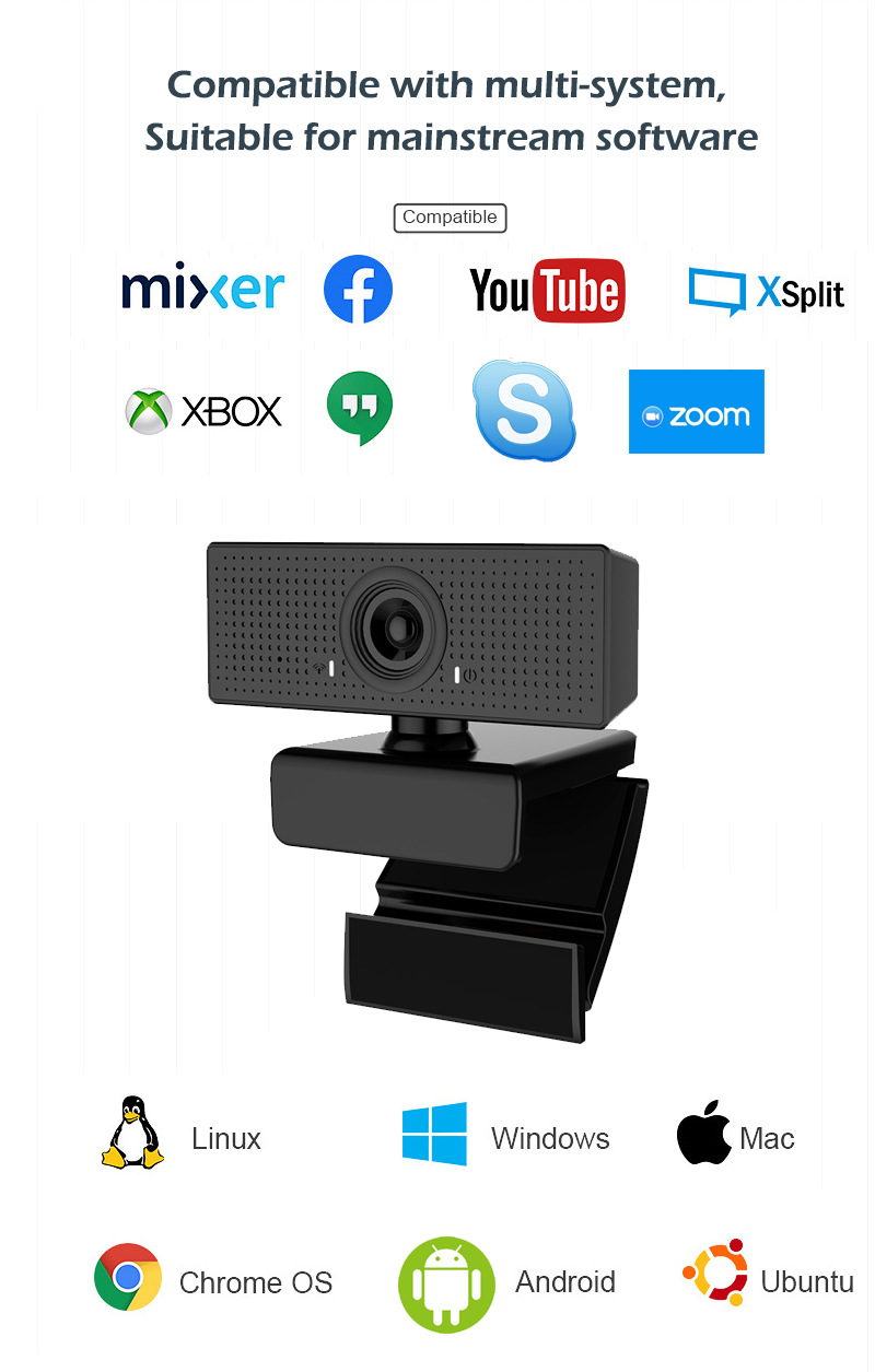 Webcam Hd 1080p Usb 2mp Kèm Mic Cho Máy Tính