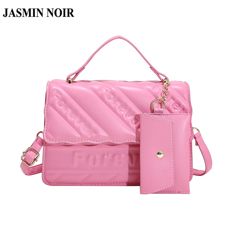 Túi Đeo JASMIN NOIR chéo nắp gập có khóa in họa tiết sọc thời trang cho nữ