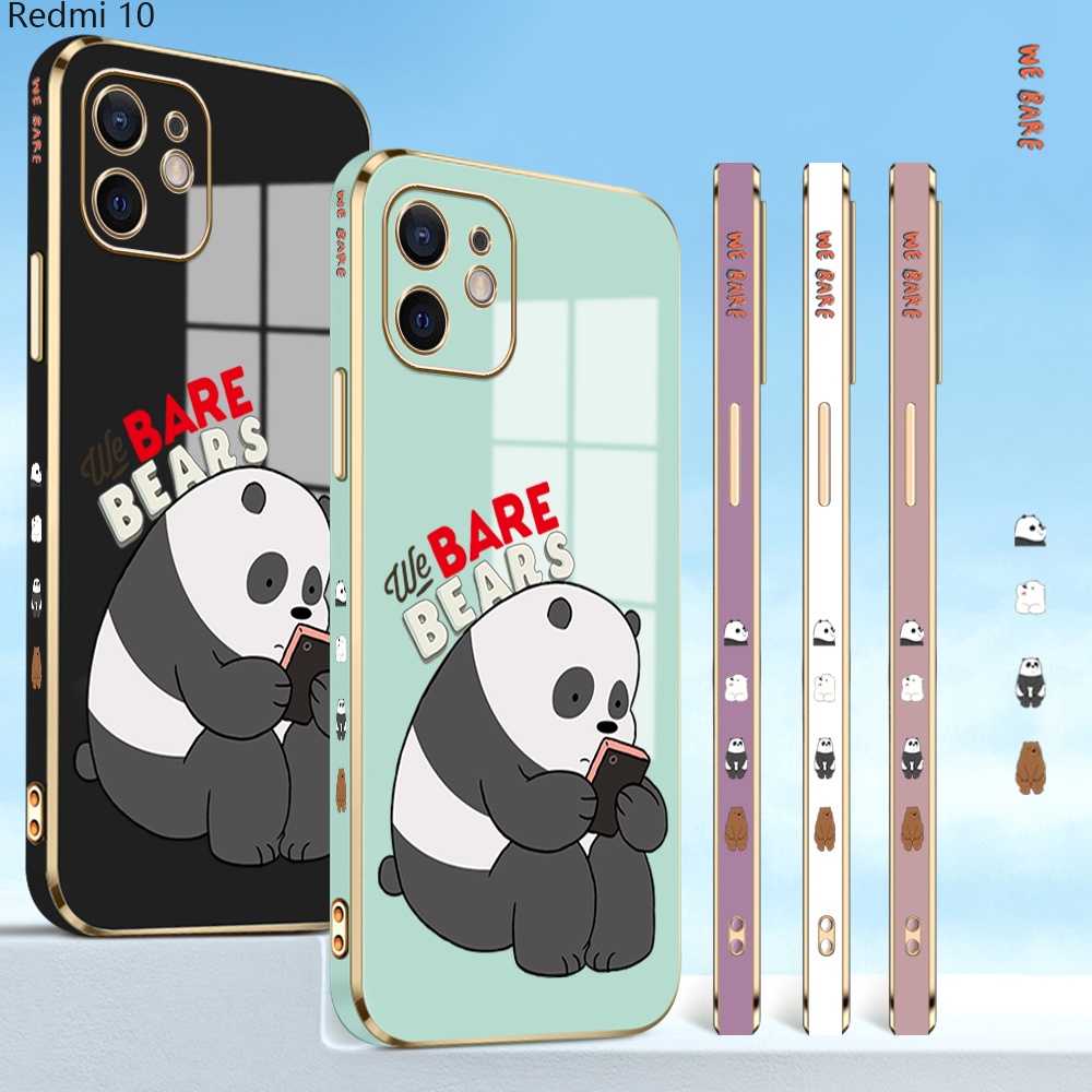 Xiaomi Redmi 10 10C 9 9A 9T 9C 8 8A 5G For Phone Case Soft Casing Silicone Cartoon Panda Electroplating Full Cover Shockproof TPU Cases