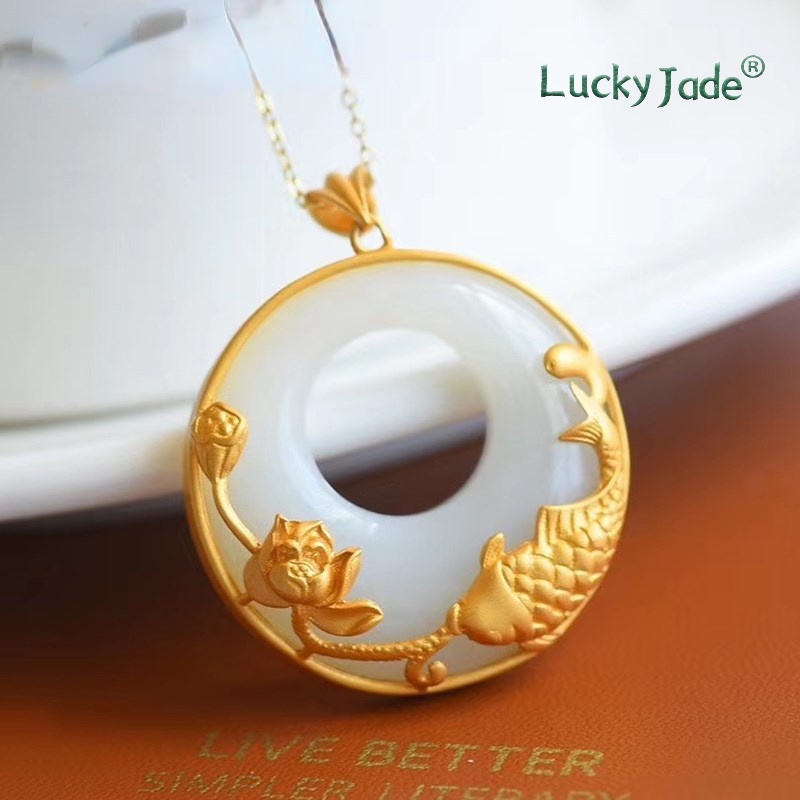 Vòng cổ Mạ Vàng 18K Đính Đá Ngọc Bích Trắng Và Đỏ
