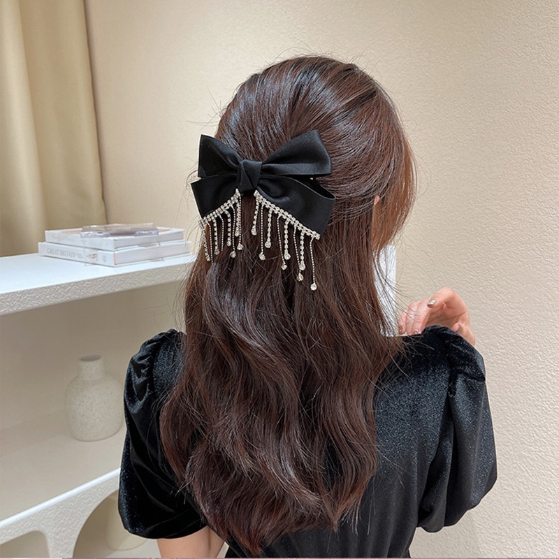 Kẹp Tóc Hình Nơ Đính Đá Đơn Giản Thời Trang Hàn Quốc