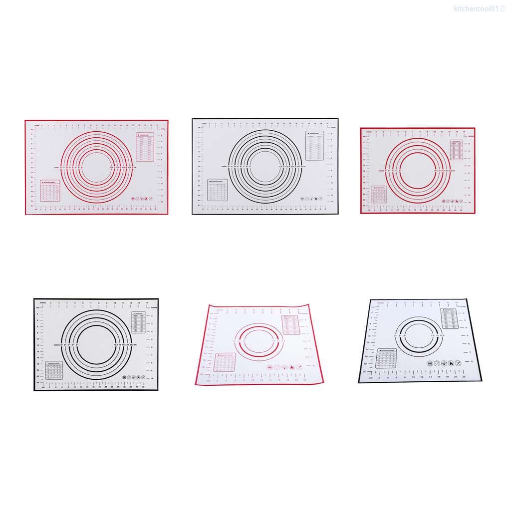 Thảm Nhào Bột Bằng Silicon Chống Dính Màu Đỏ 60x40cm Tiện Dụng Cho Nhà Bếp Diytool01