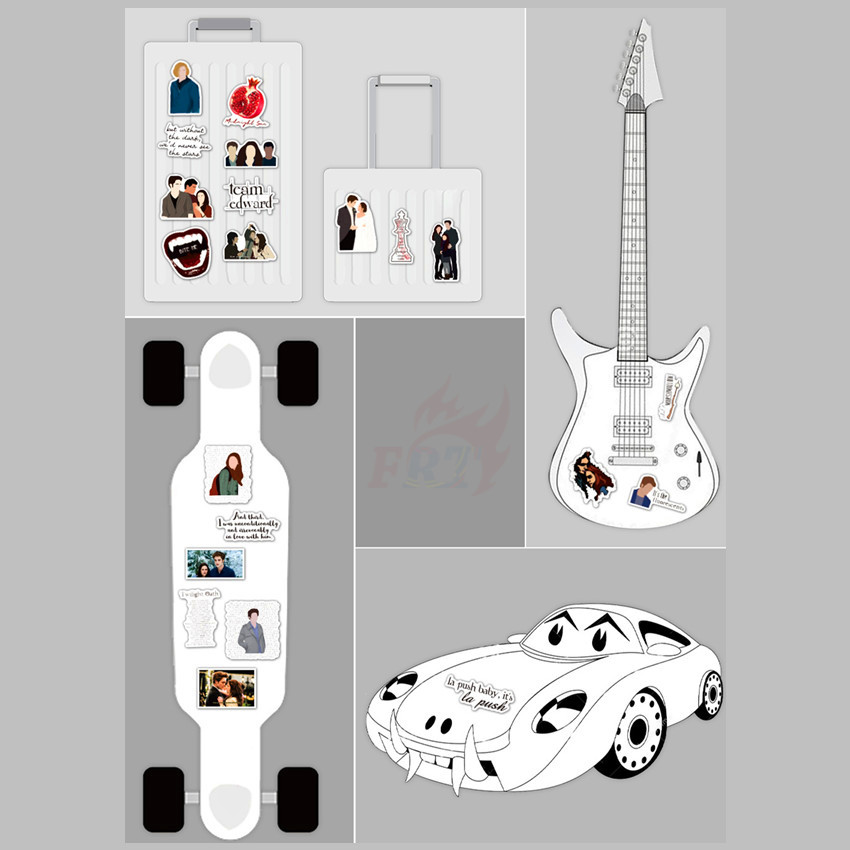 ❉ Miếng Dán Phim The Twilight Saga - The Love of Vampire &amp; Human ❉ Bộ 50 Miếng Dán Sticker Họa Tiết Doodle Thời Trang