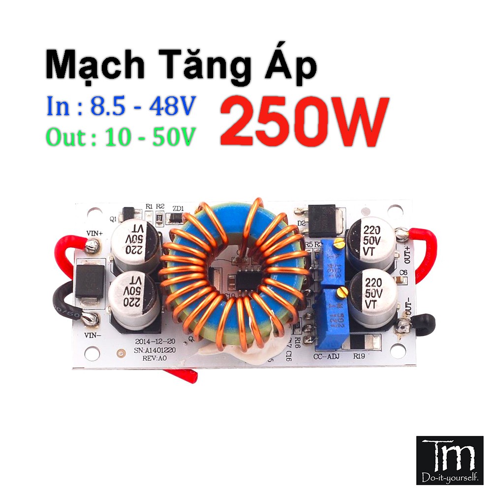 Mạch Tăng Áp Boost 250W 10A PCB Nhôm Có Chỉnh Dòng