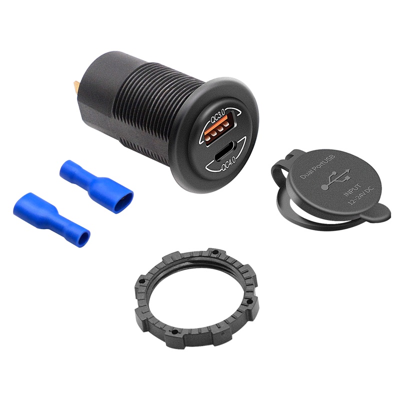 Củ Sạc Nhanh 4 0 12V 24V DC Chất Liệu ABS Cổng USB Dùng Trong Xe Hơi