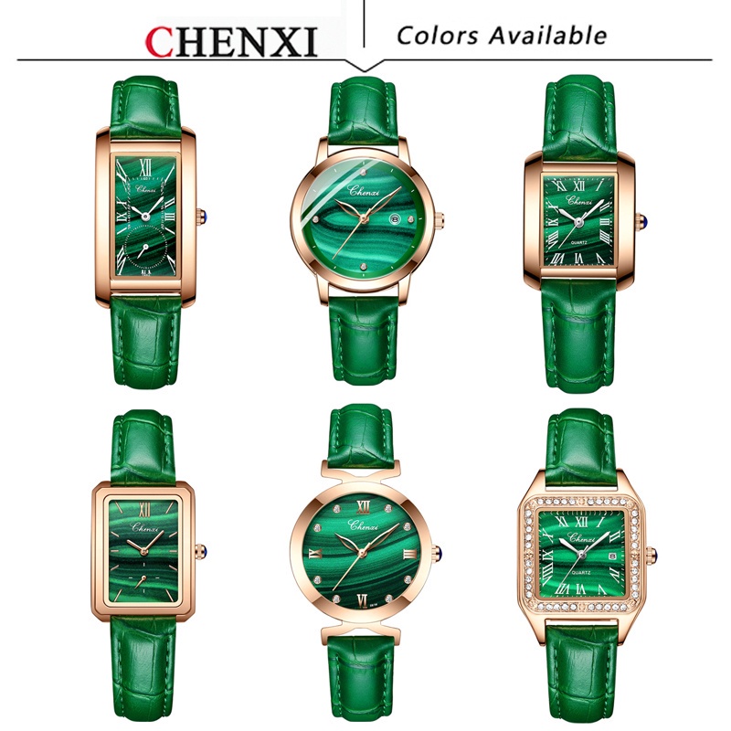 Đồng hồ đeo tay thời trang Chenxi Malachite màu xanh lá sang trọng chống nước dành cho nữ