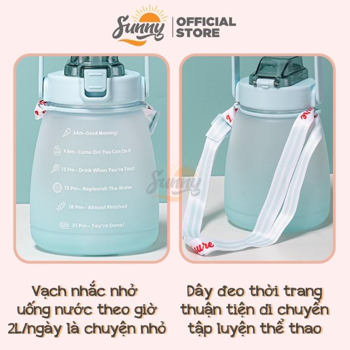 Bình nước 1,2 lít tặng Sticker có vạch báo dành cho người lười uống nước - Bình đựng nước chính hãng Sunny BN5