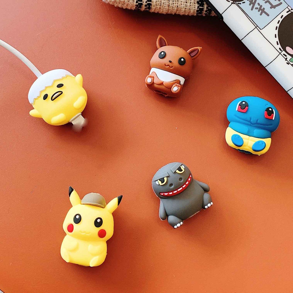 Phụ Kiện Bảo Vệ Dây Cáp Hình Thú 3D Dễ Thương Cho iPhone Android