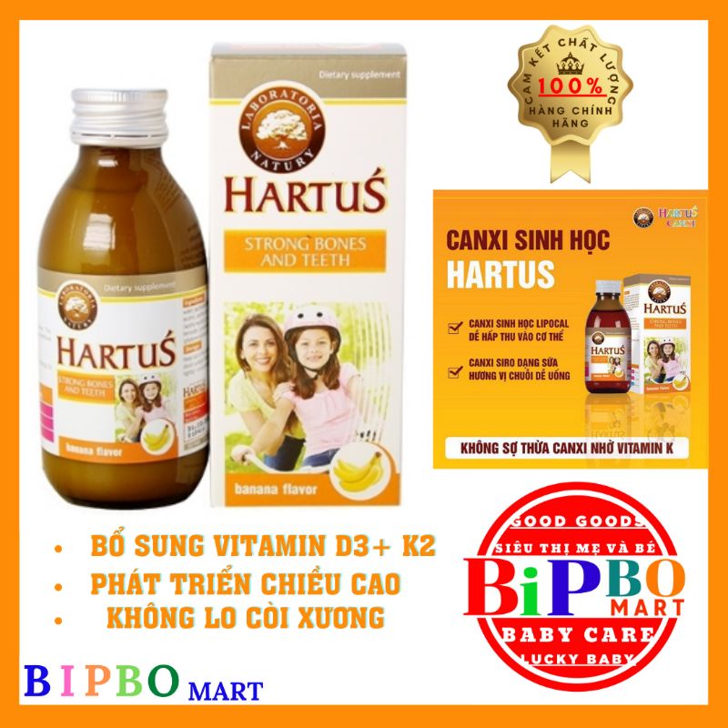 Canxi cho bé Hartus bổ sung Calcium và D3, giúp phát triển chiều cao tối đa cho bé sơ sinh, 1, 2 tuổi