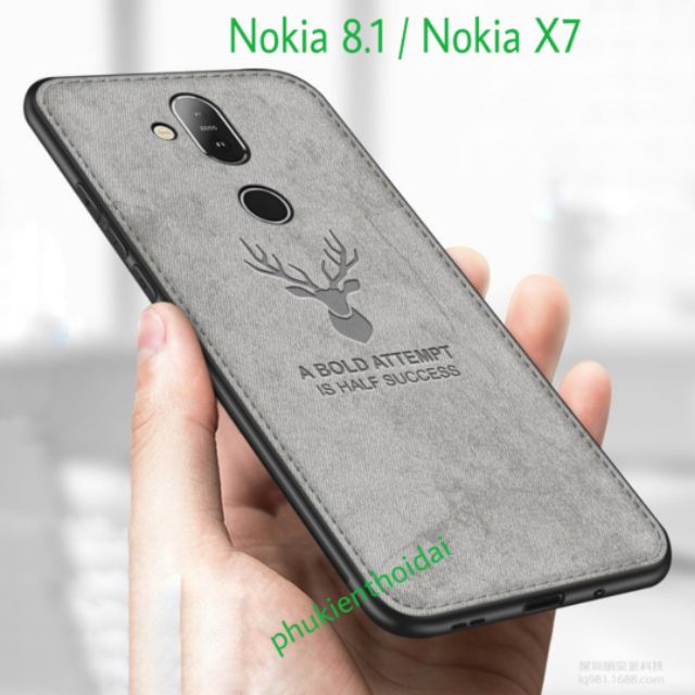 Ốp lưng Nokia 8.1 / Nokia X7 vải đầu hươu cao cấp