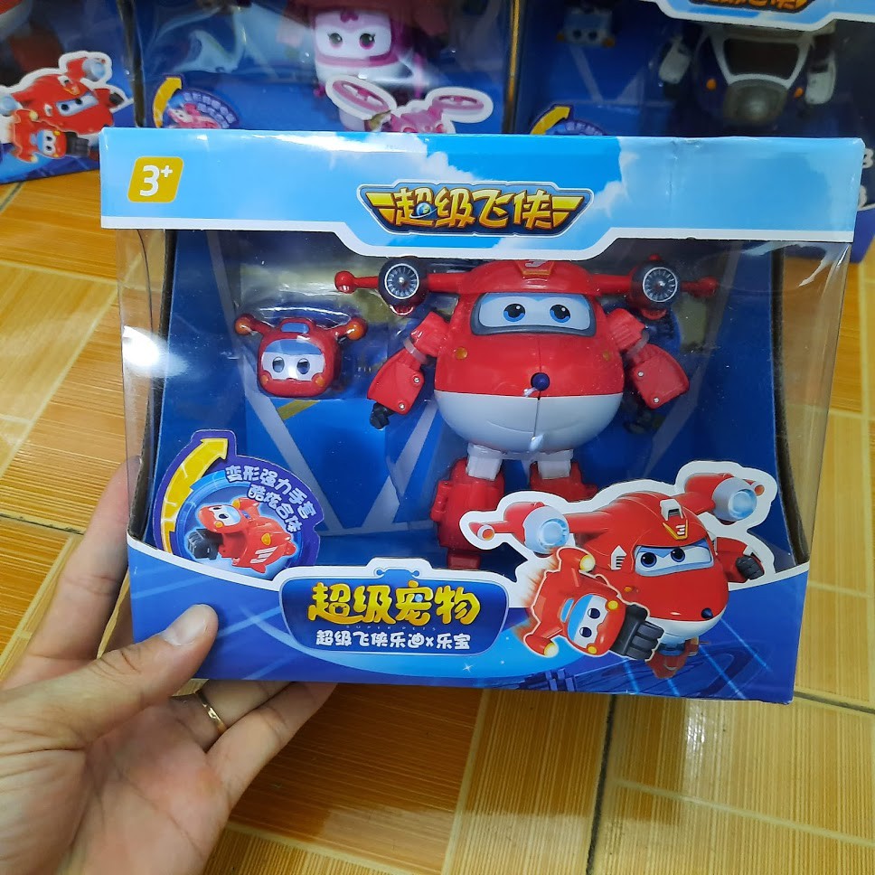 Mô hình máy bay Jet tia chớp cỡ lớn và thú cưng đồ chơi trẻ em super wings đội bay siêu đẳng