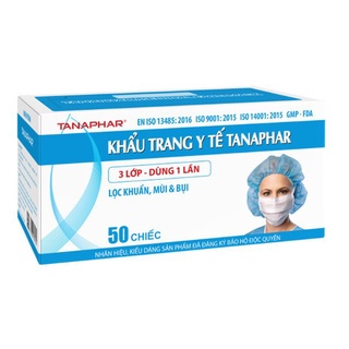 Khẩu trang y tế tanaphar 3, 4 lớp hộp 50 chiếc màu xanh, trắng - ảnh sản phẩm 3