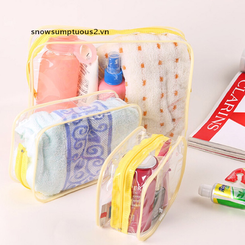 [beauty &amp; Snow] Túi Đựng Mỹ Phẩm / Đồ Vệ Sinh Cá Nhân Bằng Nhựa PVC Trong Suốt Có Khóa Kéo Cho Du Lịch