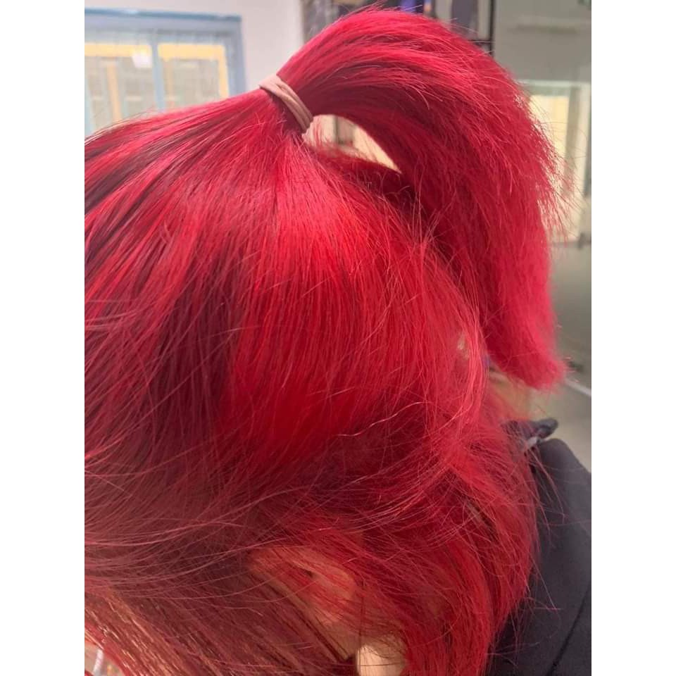 Thuốc nhuộm tóc màu đỏ fire kèm oxy và gang tay- Tẩy tóc/nâng tone