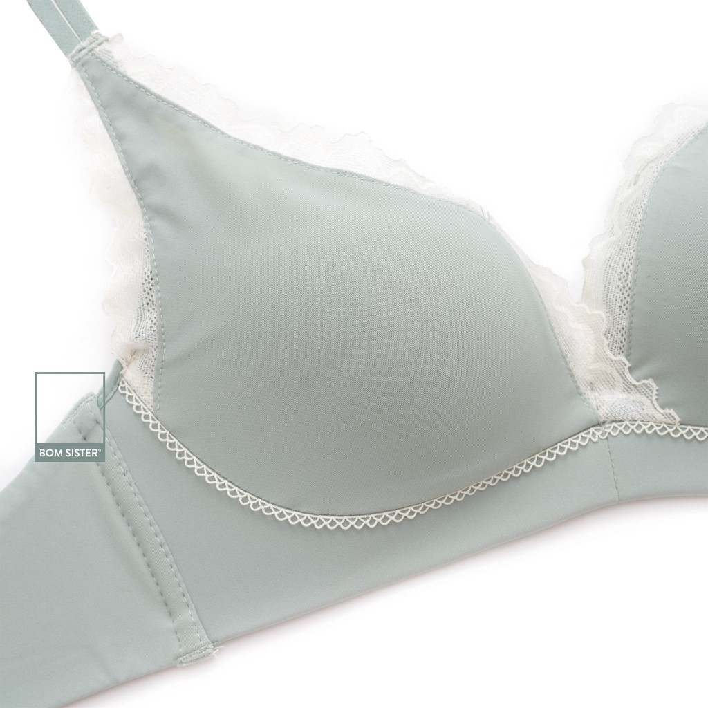 Áo lót mút mỏng không gọng thun lạnh viền ren dây vai đôi nâng ngực tự nhiên BOM SISTER A9442 | BigBuy360 - bigbuy360.vn