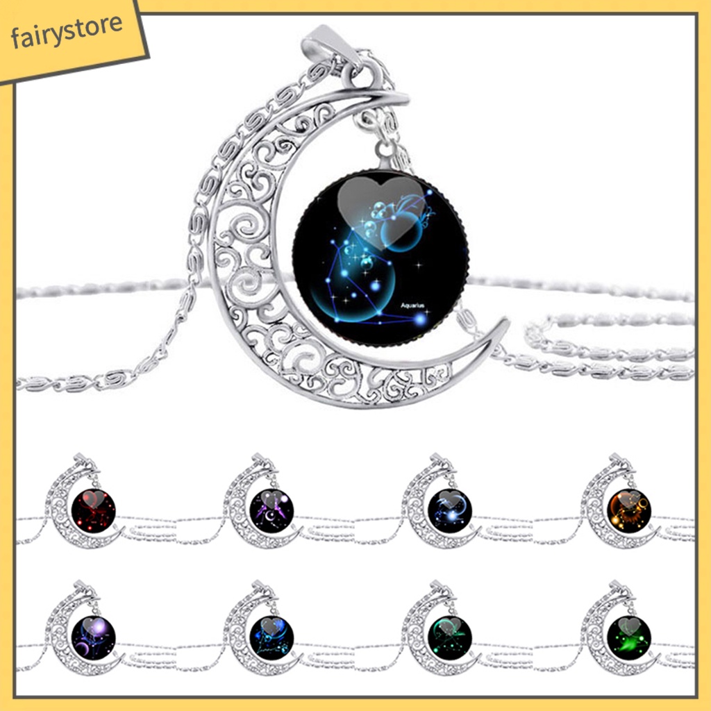 Dây Chuyền Mặt Hình Mặt Trăng Và 12 Chòm Sao Thiết Kế Ấn Tượng