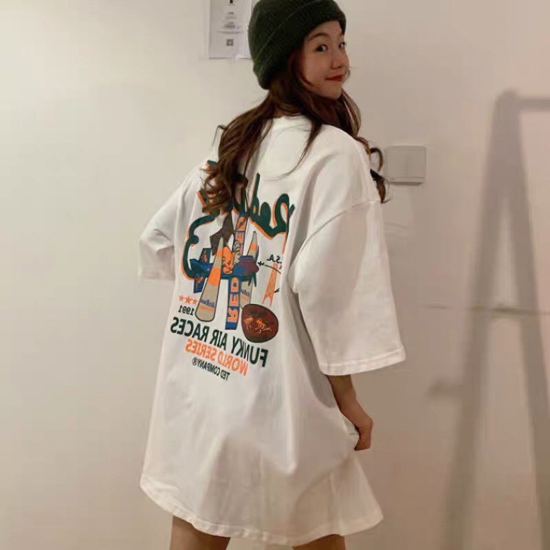 Áo phông, áo thun nam nữ form rộng tay lỡ Unisex MÁY BAY CỦA QUỶ Từ 50-70kg