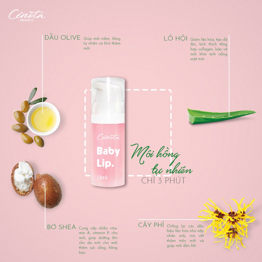 Gel tẩy da chết Cénota Baby Lip, Gel tẩy da chết làm mờ thâm môi