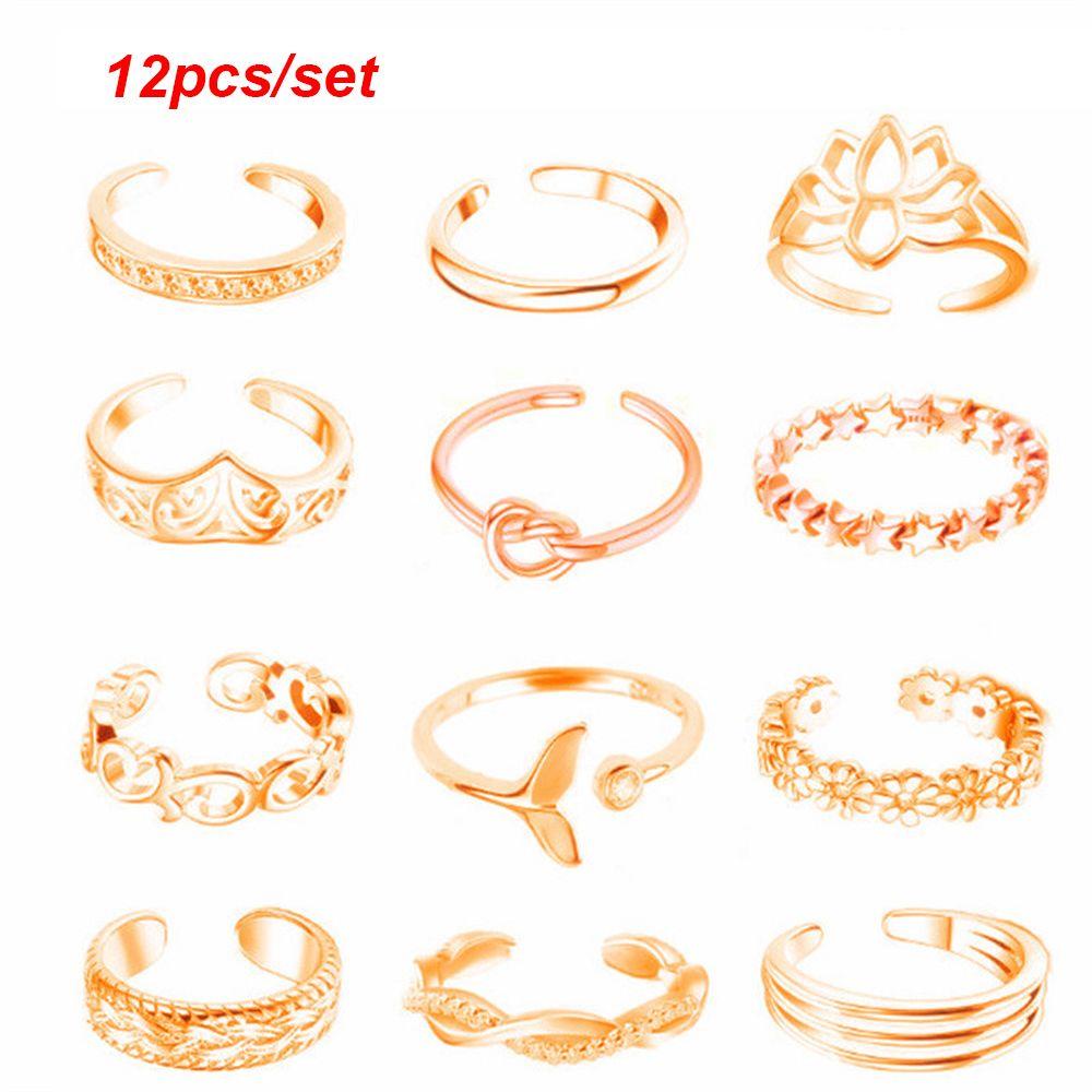 Set 12 Nhẫn Đeo Ngón Chân Thời Trang Đi Biển Cho Nữ