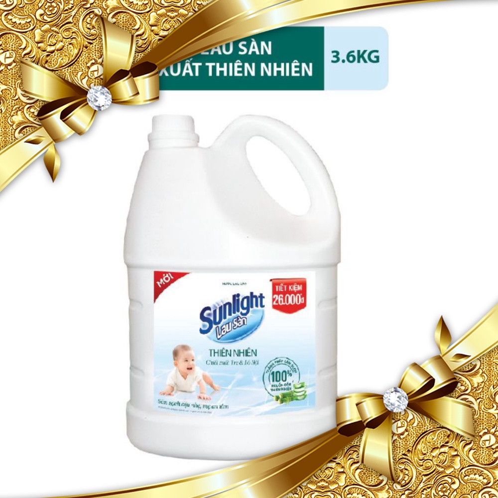 Nước lau sàn Sunlight Hương Hoa Thiên Nhiên, Sạch Dịu nhẹ - An toàn cho Da từ tre và lô hội , can 3.6kg