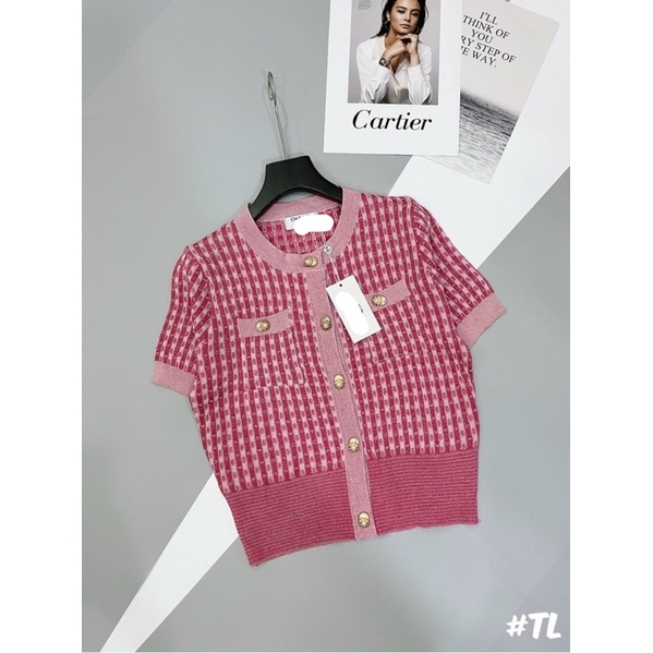 Áo len cadigan hồng khuy vàng cực hot, len mongtoghi mềm, ảnh thật chụp sản phẩm | BigBuy360 - bigbuy360.vn