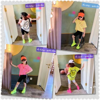 Bộ Smile Áo Cotton Tàu  Quần Legging Ôm Bé Gái