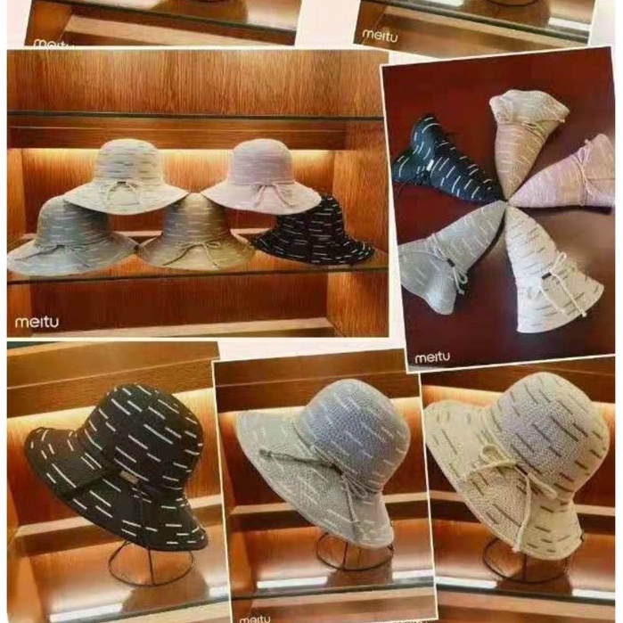(Bán Buôn Sỉ) Mũ cói mềm sọc ngang đi biển cho nữ T2