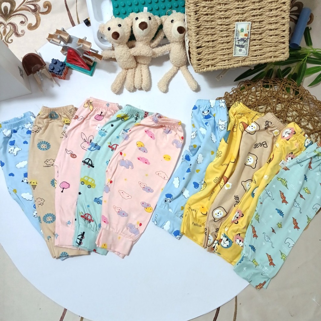 Quần Dài Thun Lạnh Phối Hoạ Tiết Cho Bé Dễ Thương CHIDU CD041