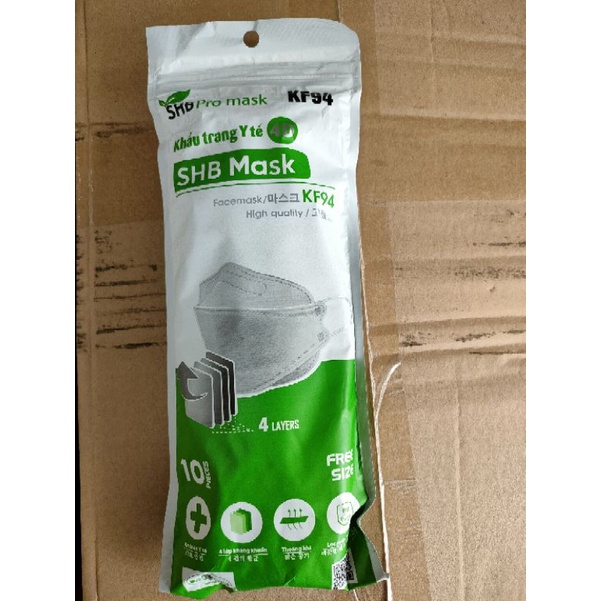 [Mã LIFE1404ALL50K giảm 10% đơn 200K] Khẩu trang KF 94 - SHB Pro Mask 1 gói/10 chiếc
