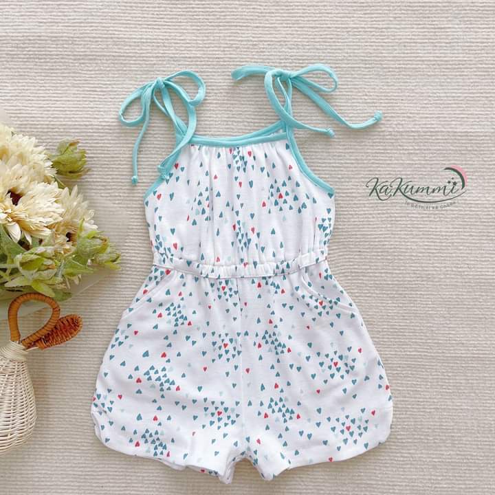 JUMSUIT 2 dây chun eo chất liệu cotton cho bé gái  Kakummi