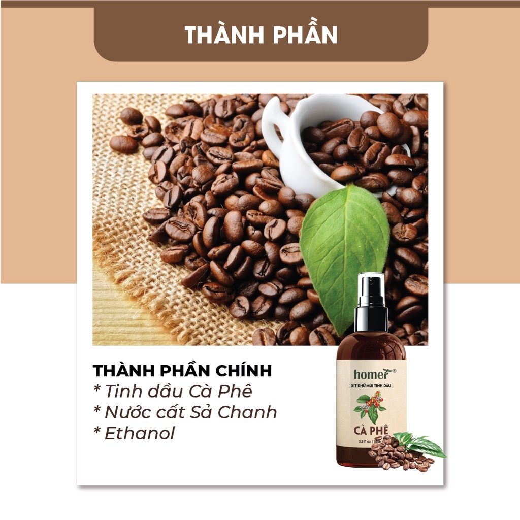 Combo 2 xịt thơm phòng Cà Phê Homer 100ml/ chai